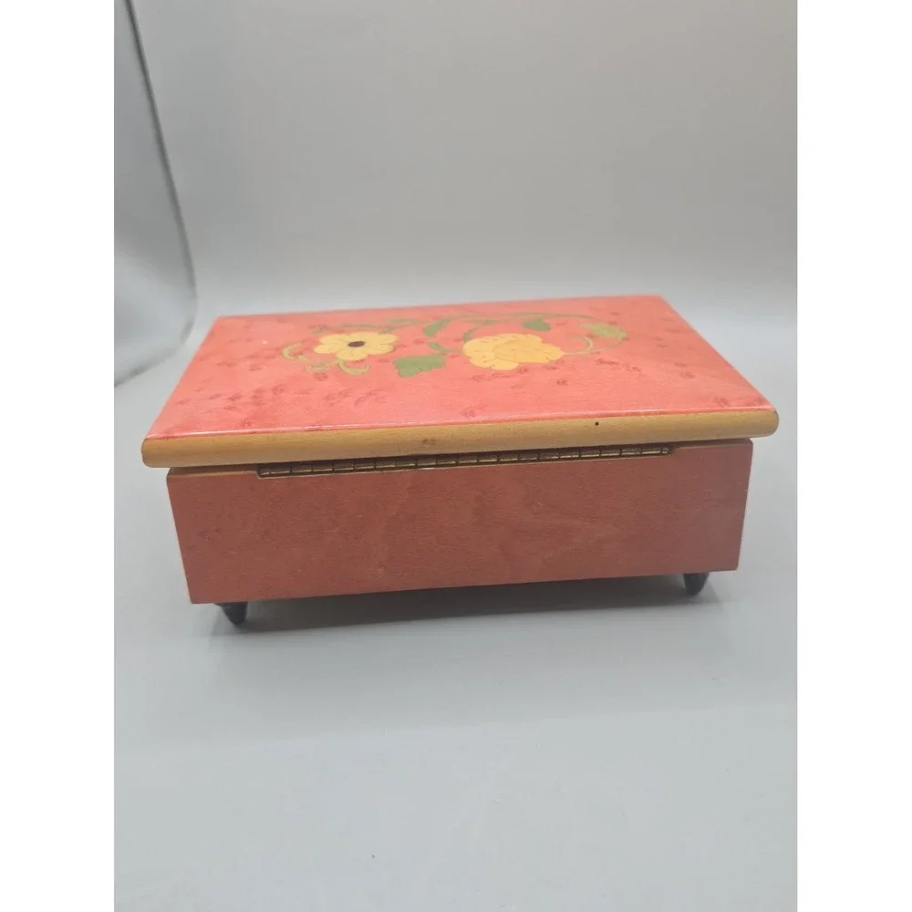 Vintage Capra Industries Wooden Music Box Inlaid Plays 'Love Story' USA Works